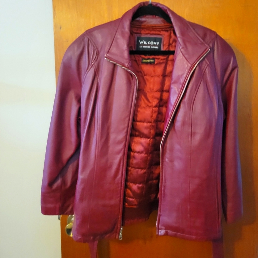 Vintage Womens Wilsons Leather Red Leather Jacket with Thinsulate Lining Size L
